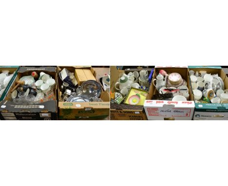 A quantity of ceramics including; part tea services, Royal Doulton Tapestry pattern tea service, Ainsley, Crown Royal and pla