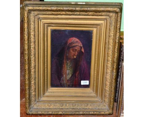 Mackenzie ?, portrait of an Indian lady, oil on board
