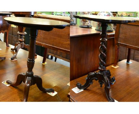 Late 19th century and later mahogany chess top occasional table with a twist central column and carved legs; together with a 