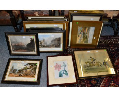 Quantity of prints including shooting scenes, hunting scenes, officers of the British Army, two 19th century coloured prints 