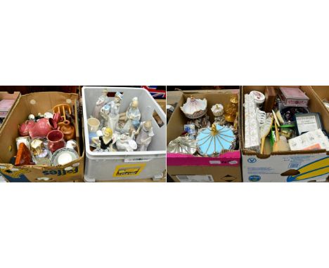 A large quantity of assorted ceramics; collectables and treen to include Nao and Lladro style figures; carousels; paperweight