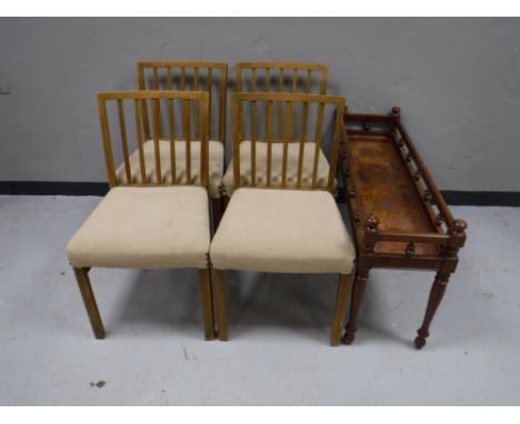 A set of four 20th century rail back dining chairs together with a plant trough