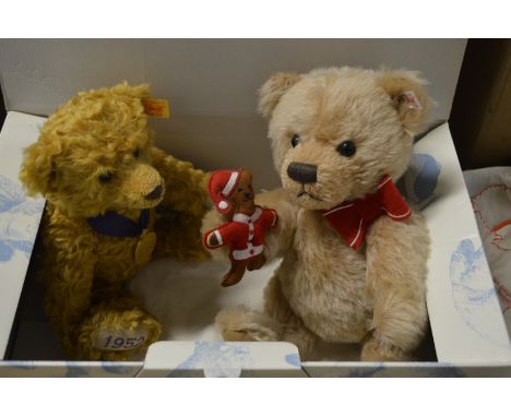 A Steiff Golden Jubilee teddy bear and a Steiff Harrods 2013 teddy bear in a Steiff box.