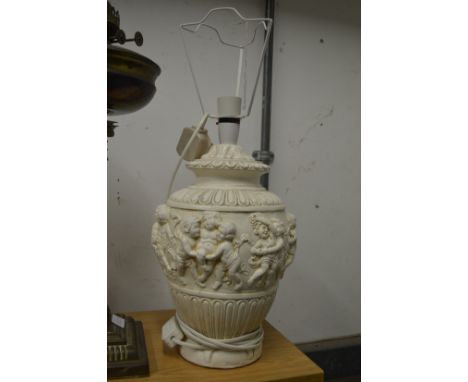 Decorative pottery table lamp.