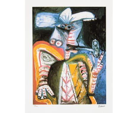 Pablo Picasso (after) 'Man with Pipe' lithograph print, limited edition of 200, sheet size 50 x 70 cm, plate signed bottom ri