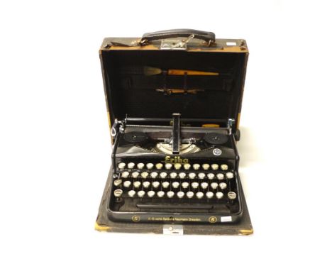 Early Naumann, Germany 'Erika' portable typewriter marked Seidel &amp; Naumann, Dresden, to frame, in original carry case, (w