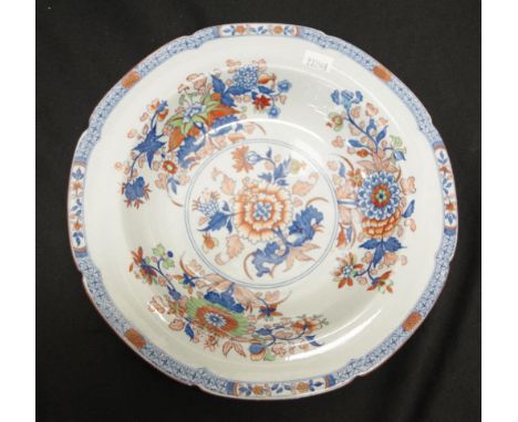Victorian Spode hand painted stone china bowl painted blossom decoration, marked to base, (diameter 24cm approx).
