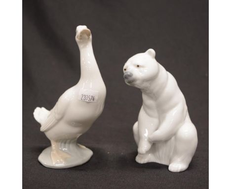 Lladro 'Polar Bear' ceramic figure marked to base, in original packaging, (height 12cm approx); together with a Nao, Spain, g