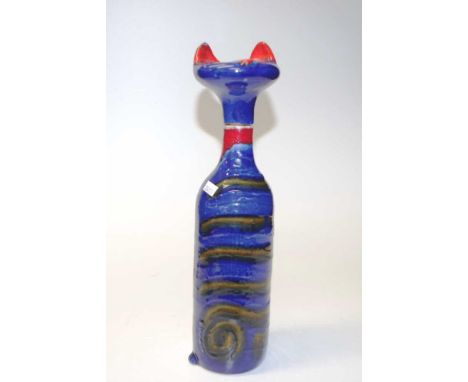Good West German cat form ceramic decanter with decorative cat form stopper, (marked to base, (height 35cm approx).
