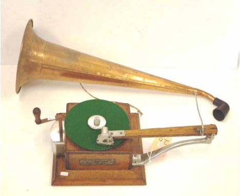 Victorian Trade-Mark Horn Gramophone, The Gramophone And Typewriter Ltd, City Road, London, includes winder and green felt tu