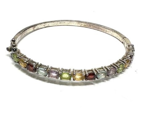 .925 Gemstone Set Bangle (23g) 