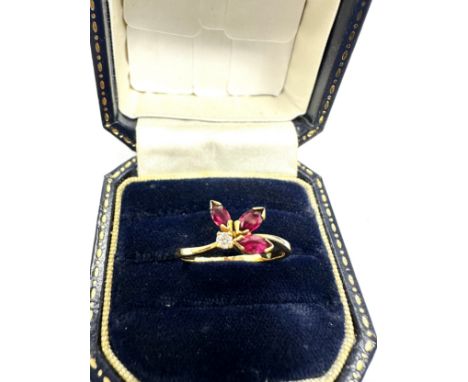 18ct Gold Marquise Cut Ruby And Diamond Set Dress Ring (2.3g) 