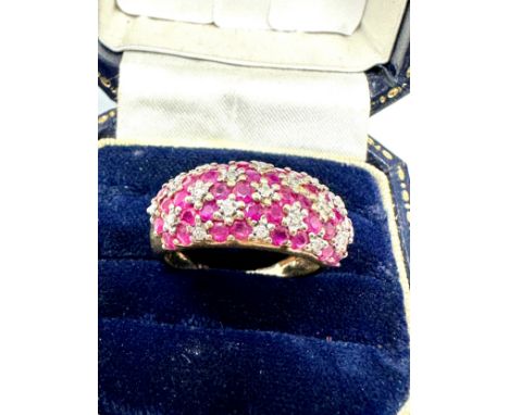 9ct Gold Diamond &amp; Ruby Dress Ring (4.4g) 
