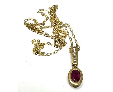 9ct Gold Diamond And Ruby  Pendant Necklace (1.5g) 