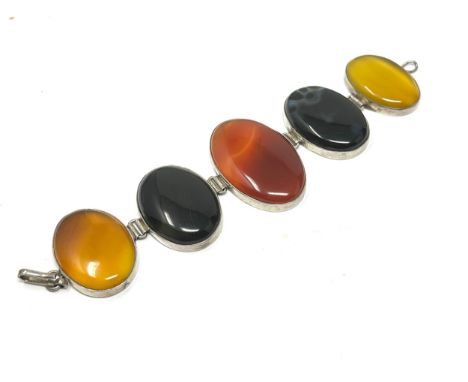 .925 Statement Chunky Gemstone Panel Bracelet (86g) 
