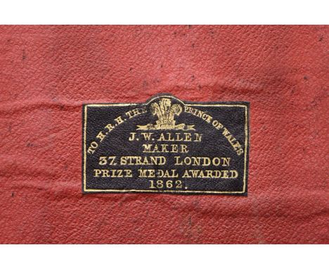 J.W. Allen good quality late 19th century leather cartridge magazine, with trade label "J.W. Allen, Maker, 37 Strand, London,