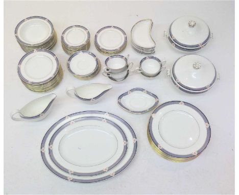 A Wedgwood 'Waverley' dinner service - 12 place settings - comprising two tureens with lids, one 17" serving plate, one 14" s