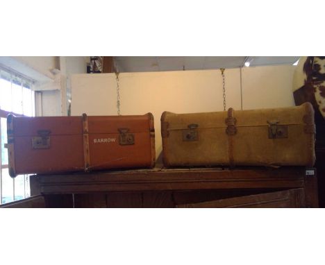A large travel trunk, width 74.5cm and one other (2).