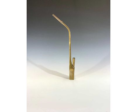 A Japanese brass opium pipe, character marks to base. Height 38cm.