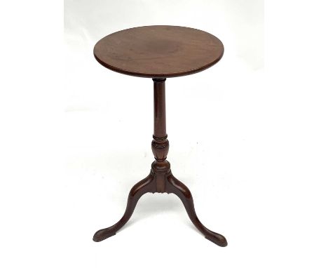 A 19th century mahogany wine table, with circular top on a vase turned pillar and tripod base, height 74cm, diameter 40cm.