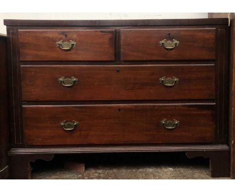 A mahogany chest of two short and two long drawers, 19th century and later, on bracket feet. Height 83cm, width 114cm, depth 
