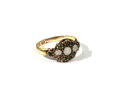 A Victorian 18ct gold emerald and opal ring