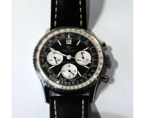 Gent's Breitling Navitimer watch, stainless steel, model no. 806/1343287, Breitling strap and service history for 2007. Condi