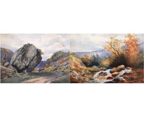 EMILY NICOLSONThe Boulder StoneInitialled, watercolour, 26.5cm x 37cm;together with an unframed watercolour of a river landsc