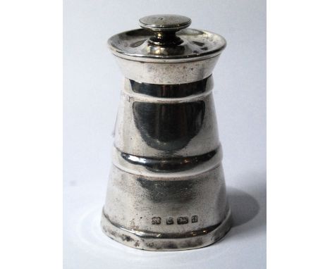 Silver churn peppermill by Hukin & Heath, Birmingham 1900. Condition Report The general condition is good.  It has been well 