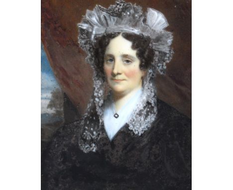 BRITISH SCHOOL (19TH CENTURY)Portrait of Mrs Peter MacLaren (nee Bannerman)Miniature on ivory, frame.