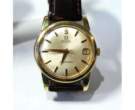 Gent's Omega Seamaster watch, rolled gold, on strap. Condition Report Watch is in working condition and generally good condit