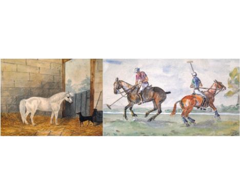 J K D (BRITISH SCHOOL)PoloSigned, watercolour, 13cm x 23.5cm; and another of the Duchess Fillabella.  (2)