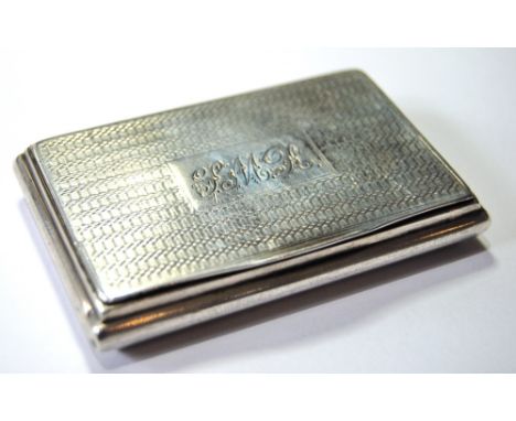 Silver snuff box, rectangular, engine-turned with convex sides, by Thomas Shaw, Birmingham 1836, 7.5cm.