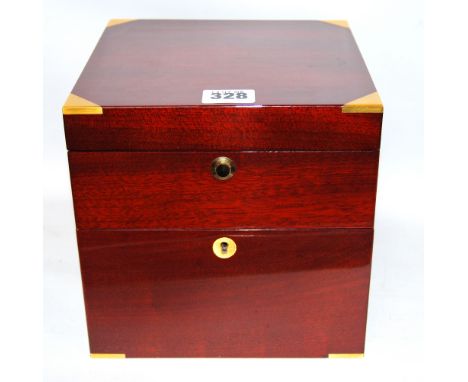 Sewills of Liverpool brass-bound mahogany replica ship's chronometer with quartz movement and certificate, fitted box.