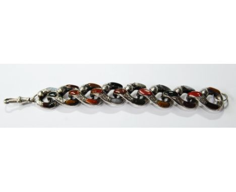 Victorian 'Scotch Pebble' bracelet of almost cable pattern in silver. Condition Report This has a swivel connector, would hav