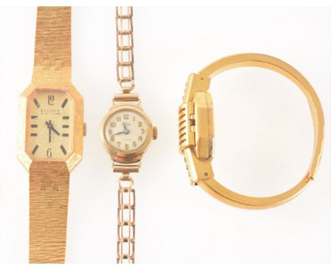 Elco - a lady's 9 carat yellow gold bracelet watch, hallmarked Birmingham 1969, gross weight including movement 11.5gms, watc