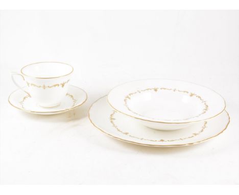 Royal Worcester bone china table service, 'Gold Chantilly' pattern, second quality, including teaware.