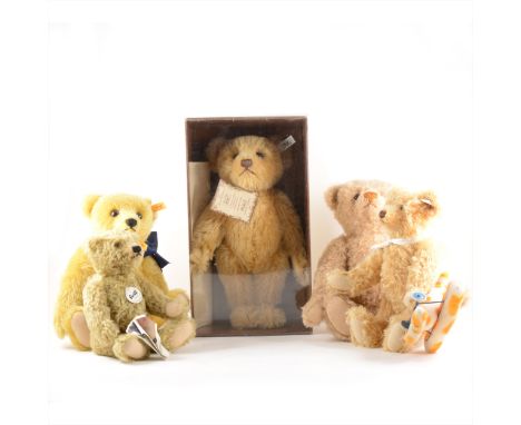 Five modern Steiff Bears - one boxed British Collector's growler replica of the 1906 bear, two other growlers, another with a