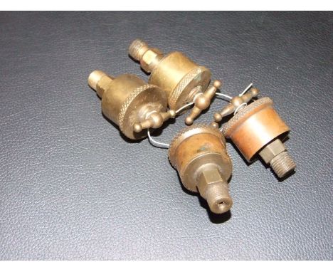 4 Vintage Rotherhams Coventry Brass Engine Oilers approx 3 inches long