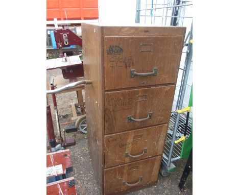 Vintage Wooden Abbey 4 Draw Filing Cabinet 19 1/2 x 25 1/2 inches 51 tall