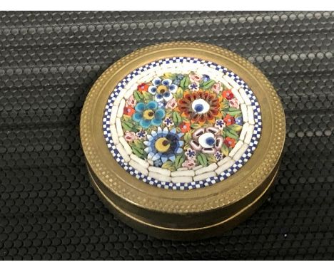 Micro Mosaic Trinket / Pill Box approx 2 inches