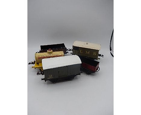 O Gauge Continental JEP luggage van and JEP wagon, German post wagon, and Cattle wagon.    