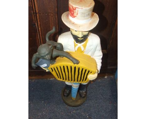 Ceramic Organ Grinder and Monkey 21 inches tall