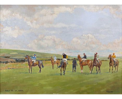 R Hartley (early 20th Century)
Before the Off, Lewes
signed and titled
oil on board
29 x 39cm.
Condition report:
In need of a