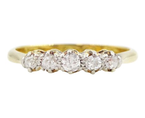 Early 20th century gold five stone old cut diamond ring, stamped 18ct, total diamond weight approx 0.20 caratCondition Report