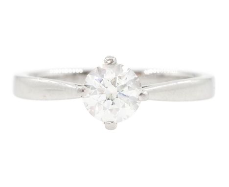 Platinum single stone round brilliant cut diamond ring, hallmarked, diamond approx 0.55 caratCondition Report:Approx 3.75gm, 