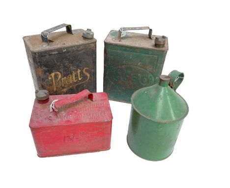 Vintage Esso fuel can, together with a Pratts fuel can, Valor Petroleum Spirit can and a green paraffin can (4).