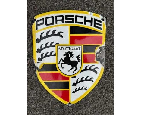 Reproduction Porsche enamel advertising sign, 23 x 20.5cm 