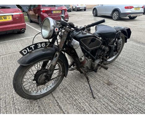 1937 Scott Flying Squirrel 596cc motorcycle reg. no. DLT 367, finished in black. This wonderful 1930's Scott was purchased ne