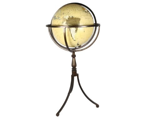 A floor standing 30cm globe in wrought-iron stand, H85cm 